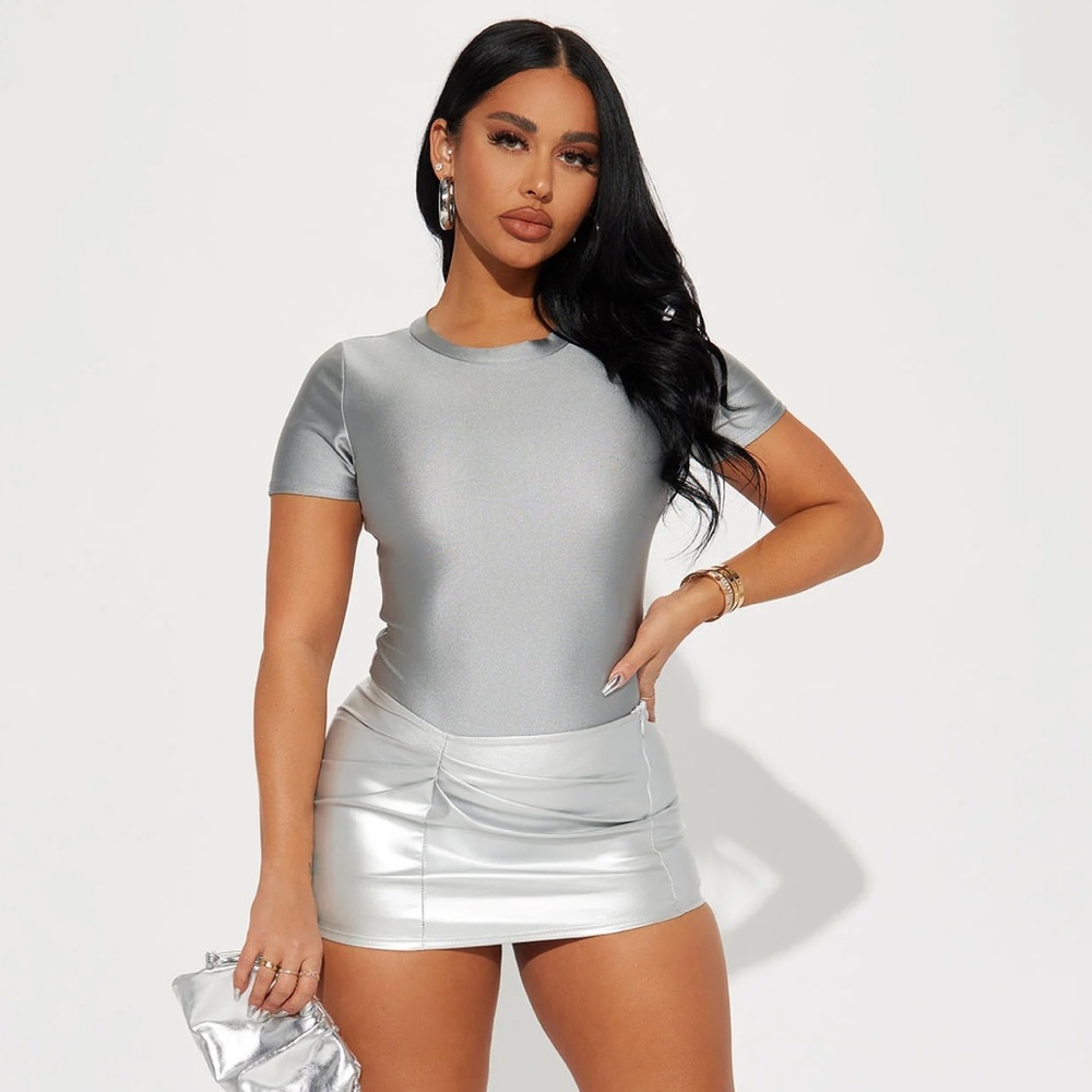 Fashion Nova Bodysuit - Silver